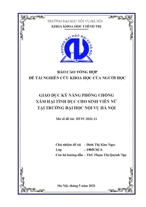 Giáo Dục Kỹ Năng Phòng Chống Xâm Hại Tình Dục Cho Sinh 