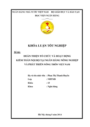 Hoàn Thiện Kiểm Toán Nội Bộ Tại Ngân Hàng Nông Nghiệp