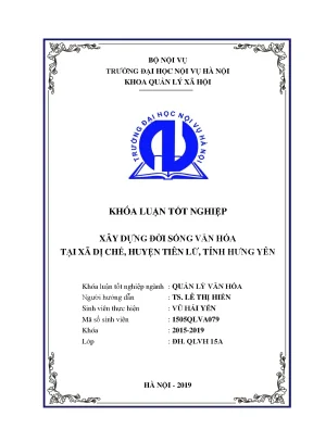 Xây Dựng Đời Sống Văn Hóa Tại Xã Dị Chế, Huyện Tiên Lữ,