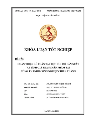 Hoàn thiện kế toán chi phí sản xuất và giá thành tại