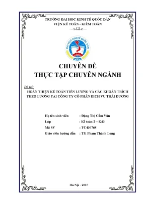 Hoàn thiện kế toán tiền lương tại Công ty Cổ phần Dịch