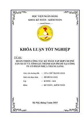 Hoàn thiện công tác kế toán chi phí sản xuất và tính giá