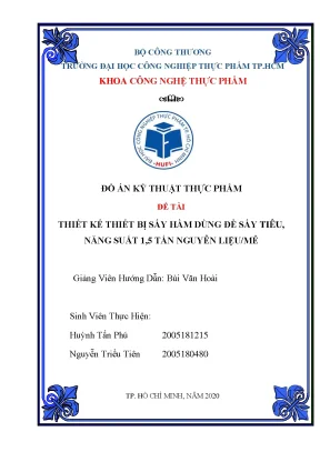 Thiết Kế Thiết Bị Sấy Hầm Để Sấy Tiêu Năng Suất 1,5 Tấn