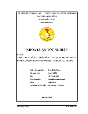 Giải Pháp Nâng Cao Quản Trị Rủi Ro Tín Dụng Tại Ngân 