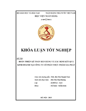Hoàn thiện kế toán bán hàng và xác định kết quả kinh