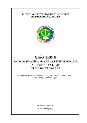 Giáo Trình Sửa Chữa Máy In và Thiết Bị Ngoại Vi