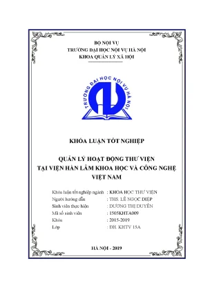 Quản Lý Hoạt Động Thư Viện Tại Viện Hàn Lâm Khoa Học Và