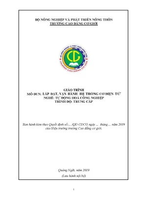 Giáo Trình Lắp Đặt và Vận Hành Hệ Thống Cơ Điện Tử