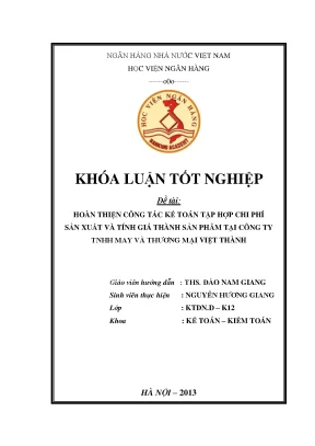 Cải Tiến Kế Toán Chi Phí Sản Xuất và Tính Giá Thành Sản