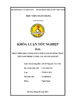 Phát Triển Hoạt Động Bảo Lãnh Tại VPBank Kinh Đô