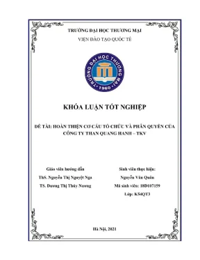Hoàn thiện cơ cấu tổ chức Công ty than Quang Hanh