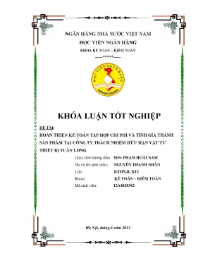 Hoàn Thiện Kế Toán Chi Phí và Tính Giá Thành Sản Phẩm