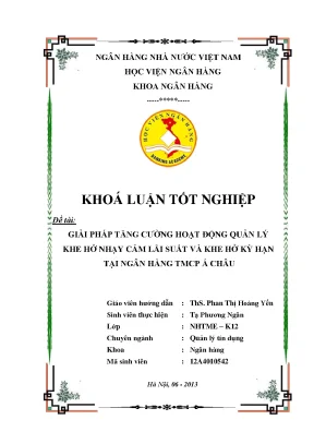 Giải Pháp Tăng Cường Quản Lý Khe Hở Lãi Suất Tại Ngân 