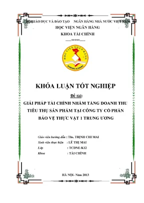 Giải Pháp Tài Chính Tăng Doanh Thu Tiêu Thụ Sản Phẩm Tại