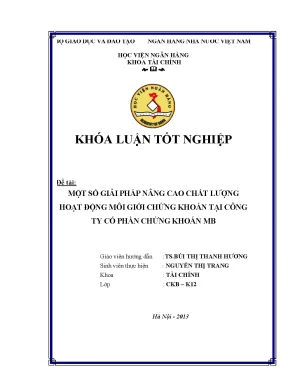 Giải Pháp Nâng Cao Chất Lượng Hoạt Động Môi Giới Chứng