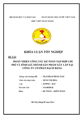 Hoàn thiện công tác kế toán chi phí và tính giá thành