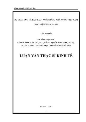 Nâng cao chất lượng quản trị rủi ro tín dụng tại ngân