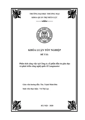 Phân Tích Công Việc Tại Công Ty Cổ Phần Đầu Tư Giáo Dục