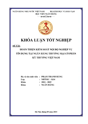 Hoàn Thiện Kiểm Soát Nội Bộ Nghiệp Vụ Tín Dụng Tại Ngân
