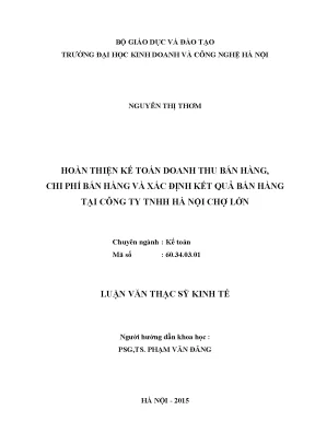 Hoàn thiện kế toán doanh thu và chi phí bán hàng tại