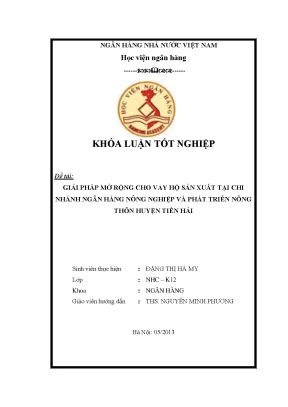Giải Pháp Mở Rộng Cho Vay Hộ Sản Xuất Tại Ngân Hàng Nông