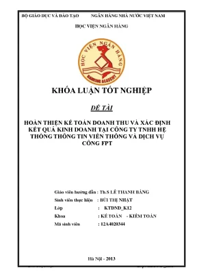 Cải Tiến Kế Toán Doanh Thu và Kết Quả Kinh Doanh tại FPT IS