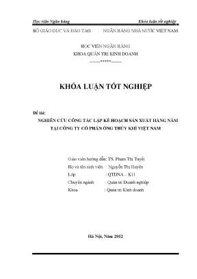 Nghiên Cứu Lập Kế Hoạch Sản Xuất Hàng Năm Tại Công Ty Cổ