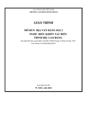 Giáo Trình Địa Văn Hàng Hải 2: Kỹ Năng Điều Khiển Tàu Biển