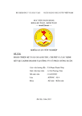 Hoàn thiện kế toán doanh thu, chi phí và xác định kết