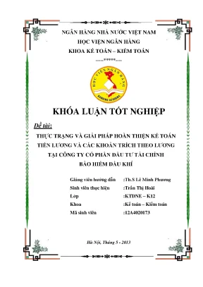Giải Pháp Hoàn Thiện Kế Toán Tiền Lương Tại Công Ty Cổ