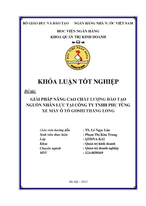 Giải Pháp Nâng Cao Chất Lượng Đào Tạo Nguồn Nhân Lực Tại