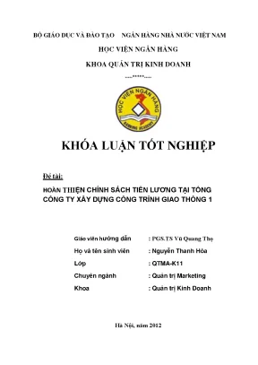 Hoàn thiện chính sách tiền lương tại Tổng công ty xây