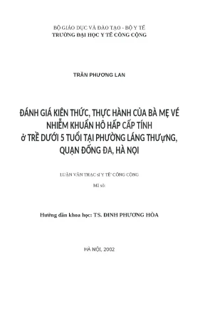Đánh Giá Kiến Thức và Thực Hành Của Bà Mẹ Về Nhiễm Khuẩn