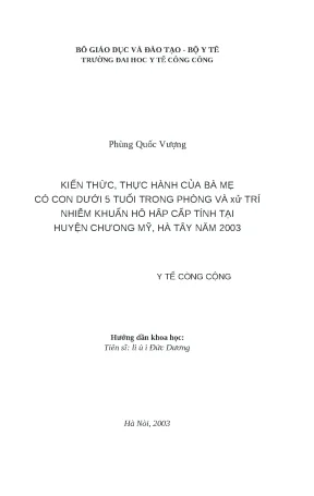 Kiến thức và thực hành của bà mẹ về nhiễm khuẩn hô hấp