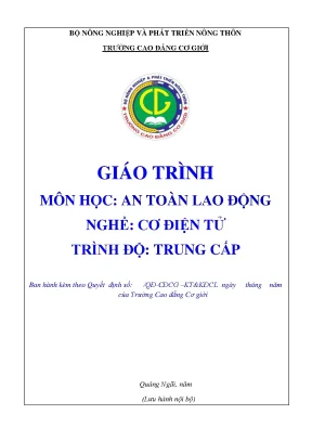 Giáo Trình An Toàn Lao Động Ngành Cơ Điện Tử