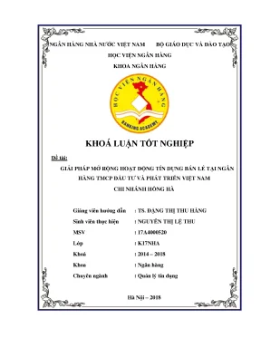 Giải Pháp Mở Rộng Hoạt Động Tín Dụng Bán Lẻ Tại Ngân 