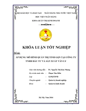 Áp Dụng Mô Hình Quản Trị Tinh Gọn Tại Công Ty TNHH Đầu