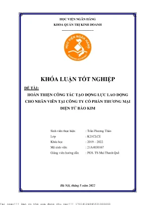Nâng cao động lực làm việc cho nhân viên tại Bảo Kim