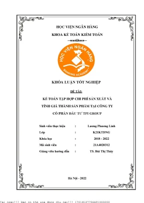 Kế Toán Chi Phí Sản Xuất và Tính Giá Thành Sản Phẩm Tại
