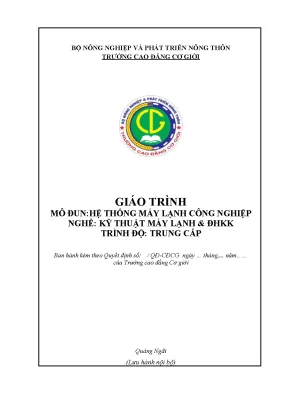 Giáo Trình Hệ Thống Máy Lạnh Công Nghiệp Cho Kỹ Thuật 