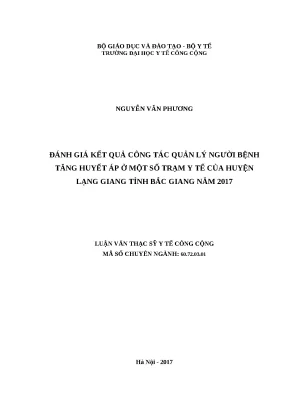 Đánh Giá Quản Lý Người Bệnh Tăng Huyết Áp Tại Trạm Y Tế