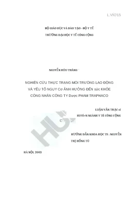 Nghiên cứu môi trường lao động và tác động đến sức khỏe