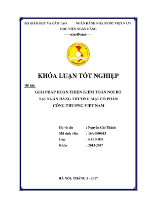 Giải Pháp Hoàn Thiện Kiểm Toán Nội Bộ Tại Ngân Hàng 