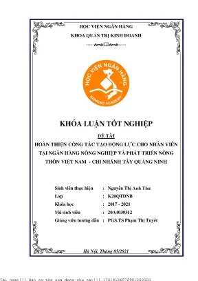 Cải thiện động lực làm việc cho nhân viên tại Ngân hàng
