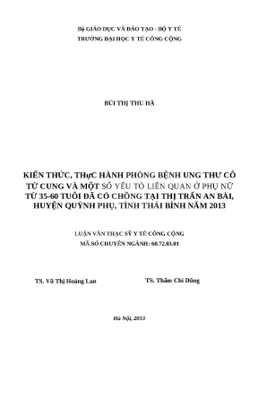 Kiến thức và thực hành phòng bệnh ung thư cổ tử cung ở