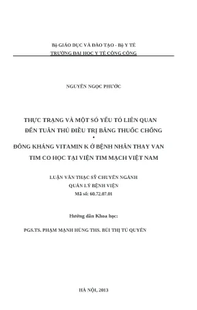 Yếu tố ảnh hưởng đến tuân thủ điều trị thuốc chống đông