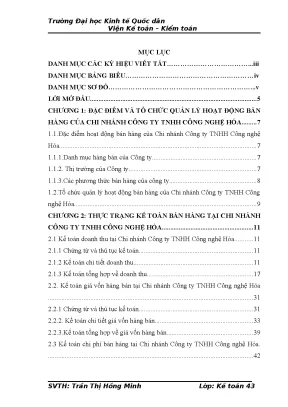 Cải tiến Kế toán Bán hàng tại Chi nhánh Công ty TNHH