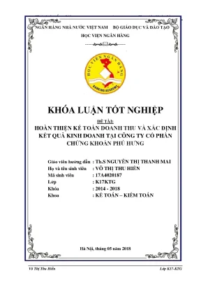 Hoàn thiện kế toán doanh thu và xác định kết quả kinh