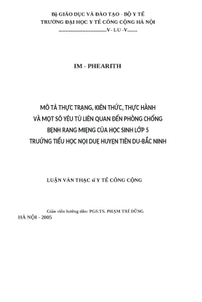 Thực trạng kiến thức và thực hành phòng chống bệnh răng