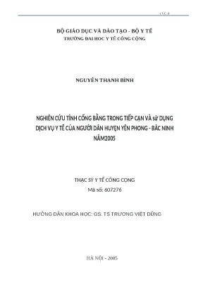 Nghiên cứu công bằng trong tiếp cận và sử dụng dịch vụ y 